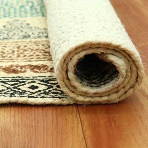 Hand Block Printed Jute Large Area Rug - Image 8