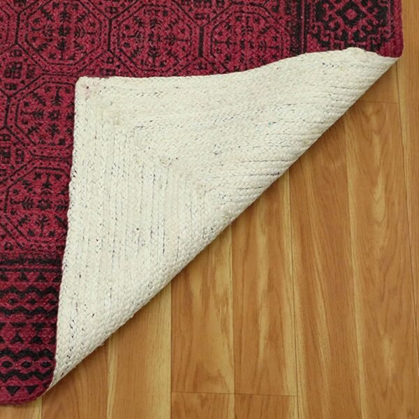 Bordered Handmade Rug with Classic Block Printed Borders - Image 6