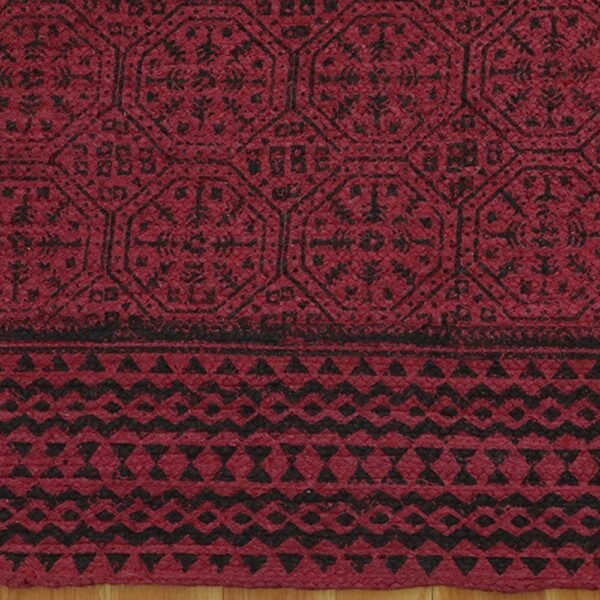 Bordered Handmade Rug with Classic Block Printed Borders - Image 8