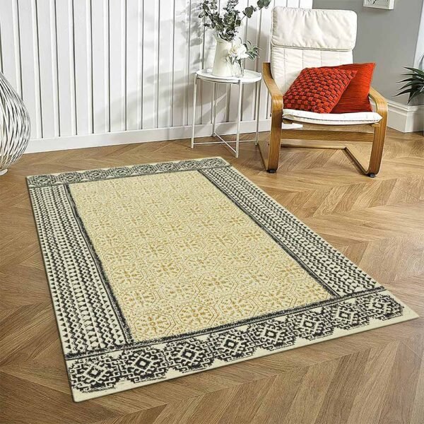 Hand Block Printed Jute Rug – Large Area Rug - Image 2