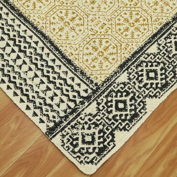 Hand Block Printed Jute Rug – Large Area Rug - Image 3