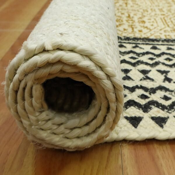 Hand Block Printed Jute Rug – Large Area Rug - Image 4