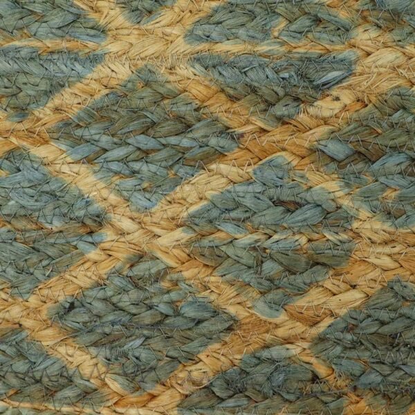 Handmade Green Jute Rug With Classic Block Printed Design - Image 7