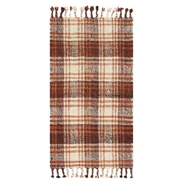 Hand Woven Jute Check Brown Area Rug