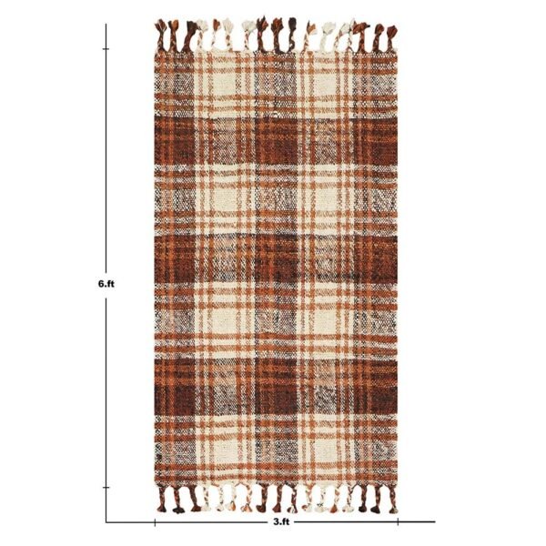 Hand Woven Jute Check Brown Hall Area Rug - Image 2