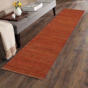 Handcrafted Red Jute Runner – Natural Area Rug