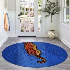 Tiger Pattern Rug Hand Tufted Wool Rug