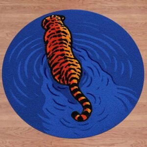 Tiger Pattern Rug Hand Tufted Wool Rug