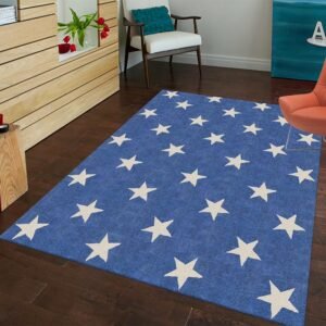 Hand Tufted Blue Wool Rectangular Area Rug