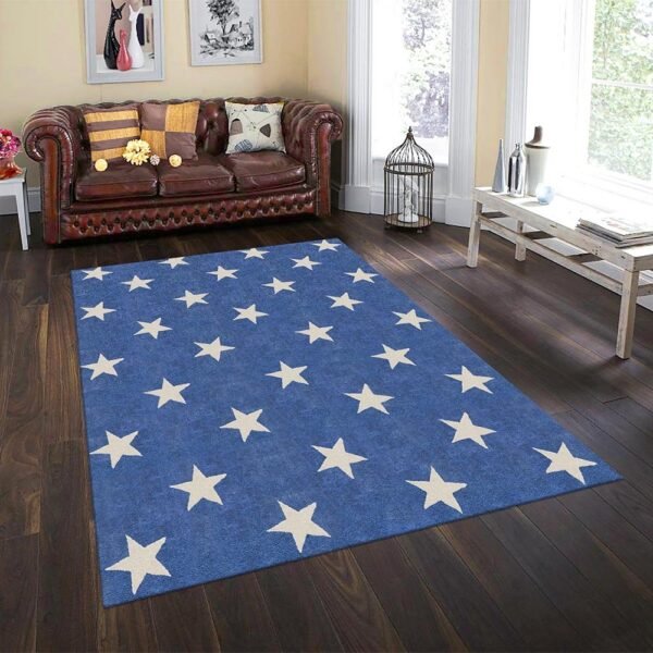 Hand Tufted Blue Wool Rectangular Area Rug - Image 3