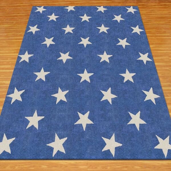 Hand Tufted Blue Wool Rectangular Area Rug - Image 4