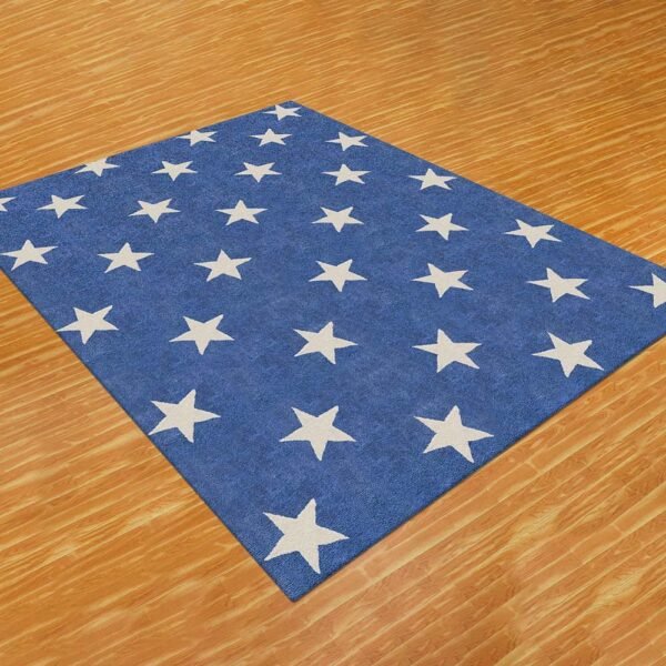 Hand Tufted Blue Wool Rectangular Area Rug - Image 5