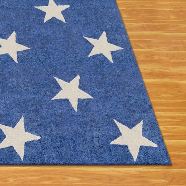 Hand Tufted Blue Wool Rectangular Area Rug - Image 7