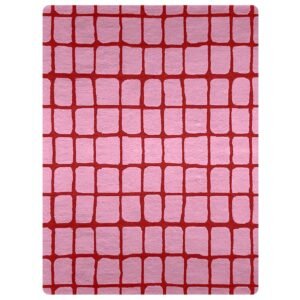 Hand Tufted Wool Pink Geometric Area Rug