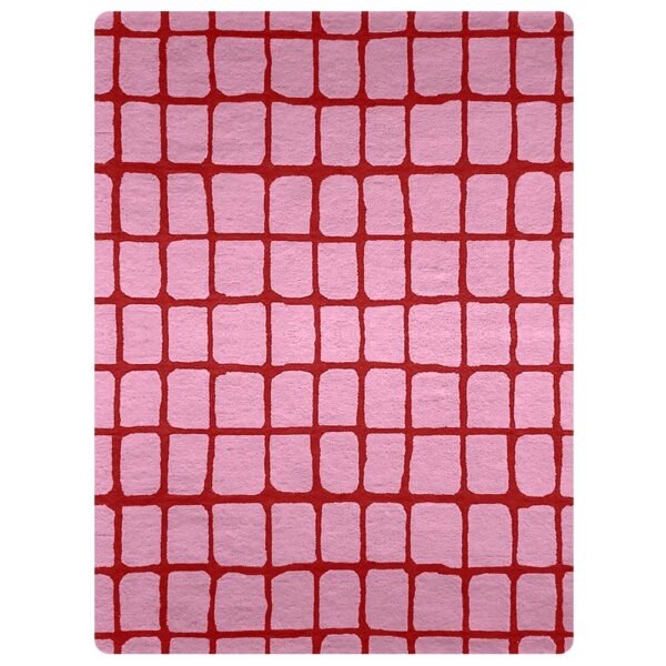 Hand Tufted Wool Pink Geometric Area Rug - Image 2