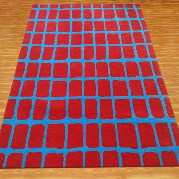 Hand Tufted Red Carpet Rectangular Area Rug - Image 3