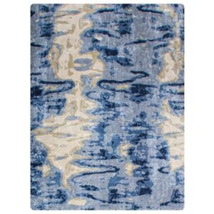 Blue Hand Tufted Wool Rectangular Rug