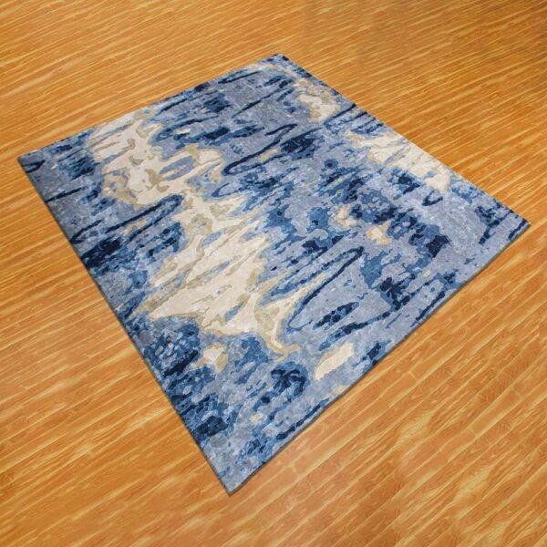 Blue Hand Tufted Wool Rectangular Rug - Image 4