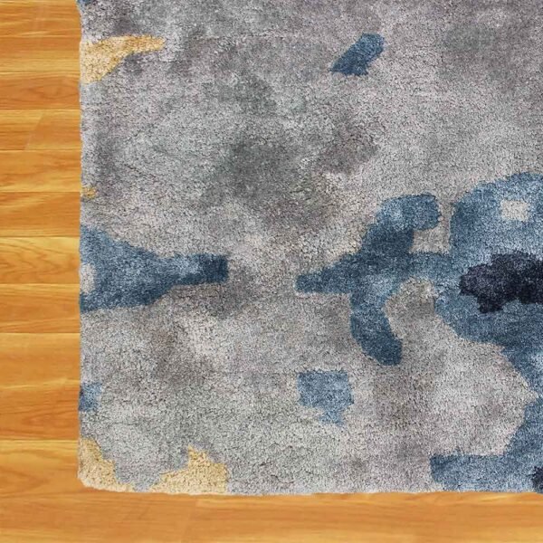 Blue Hand Tufted Wool Rectangular Rug - Image 7