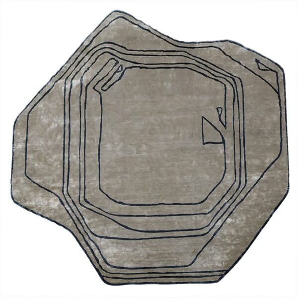 Gray Hand Tufted Irregular Silk Rug - Image 2