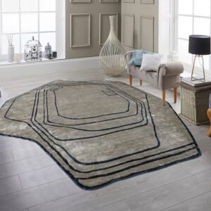 Gray Hand Tufted Irregular Silk Rug