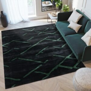 Black Hand Tufted Silk Large Area Rug