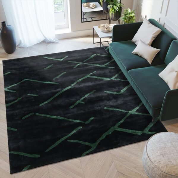 Black Hand Tufted Silk Large Area Rug