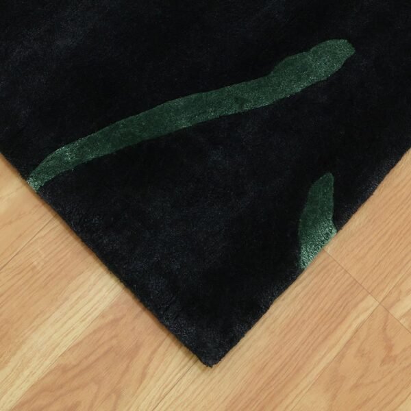 Black Hand Tufted Silk Large Area Rug - Image 3