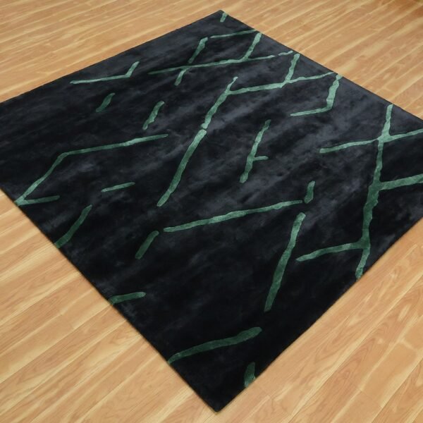 Black Hand Tufted Silk Large Area Rug - Image 4