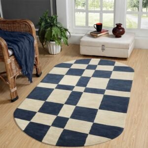 Black Wool Hand Tufted Geometric Rug