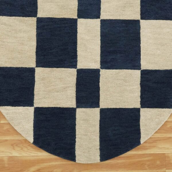 Black Wool Hand Tufted Geometric Rug - Image 3