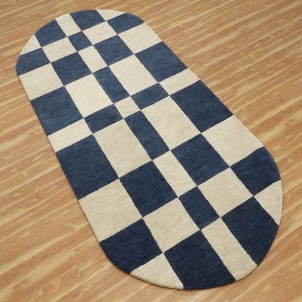 Black Wool Hand Tufted Geometric Rug - Image 4