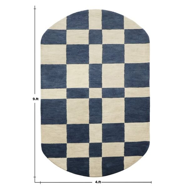 Black Wool Hand Tufted Geometric Rug - Image 5