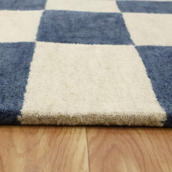 Black Wool Hand Tufted Geometric Rug - Image 7