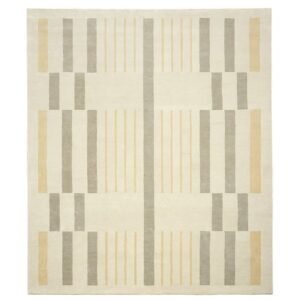 Beige Geometric Hand Tufted Bedroom Rugs