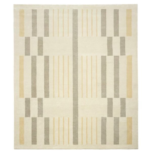 Beige Geometric Hand Tufted Bedroom Rugs - Image 2