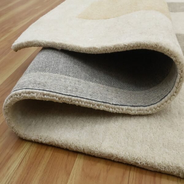 Beige Geometric Hand Tufted Bedroom Rugs - Image 3