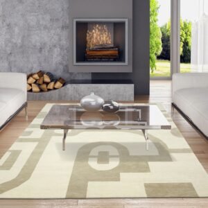 Hand Tufted Beige Living Room Rug