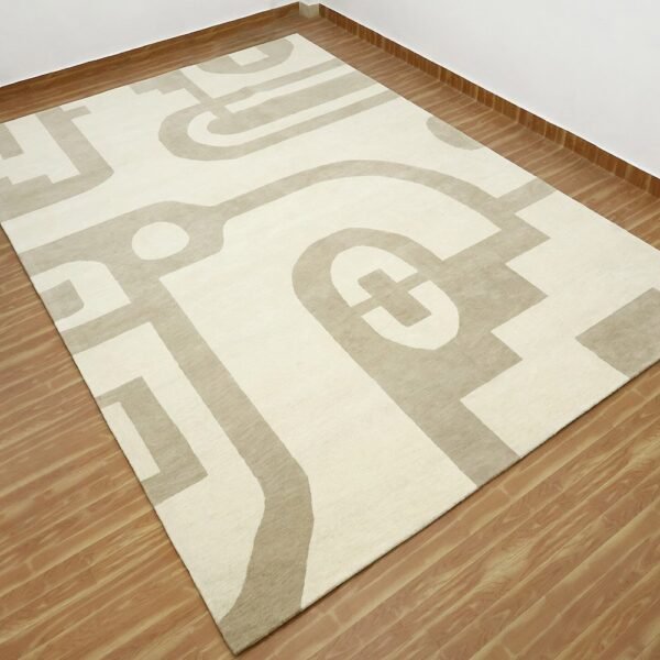 Hand Tufted Beige Living Room Rug - Image 6