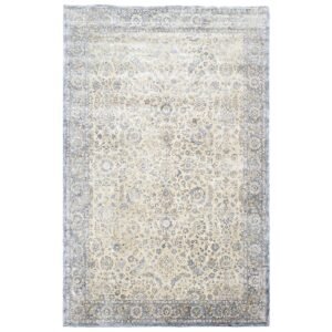 Floral Blue Hand Tufted Wool Area Rug