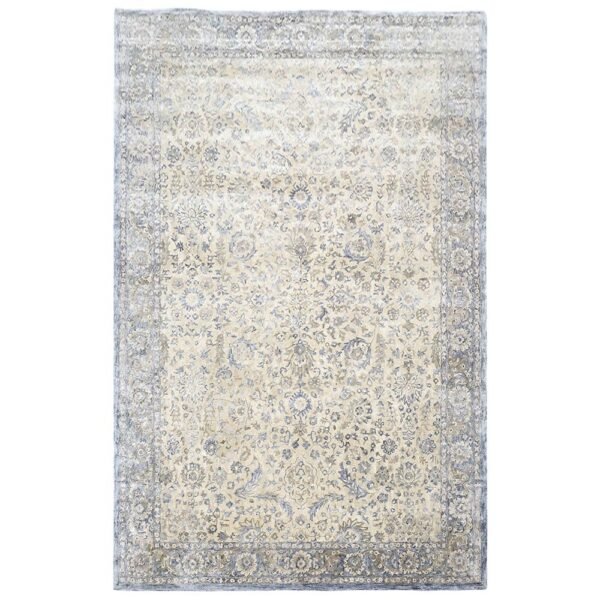 Floral Blue Hand Tufted Wool Area Rug - Image 2