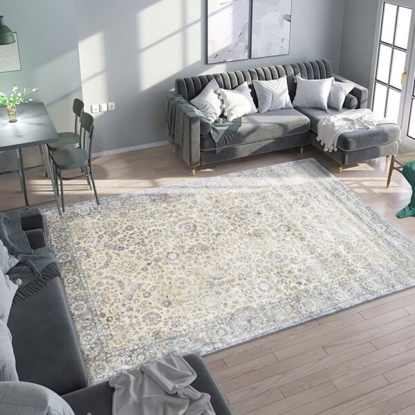 Floral Blue Hand Tufted Wool Area Rug