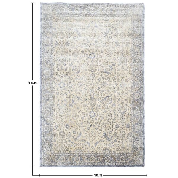Floral Blue Hand Tufted Wool Area Rug - Image 4
