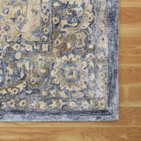 Floral Blue Hand Tufted Wool Area Rug - Image 7