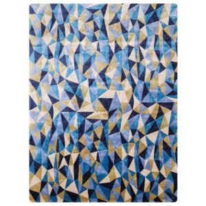 Blue Hand Tufted Wool Bedroom Area Rug