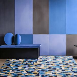 Blue Hand Tufted Wool Bedroom Area Rug