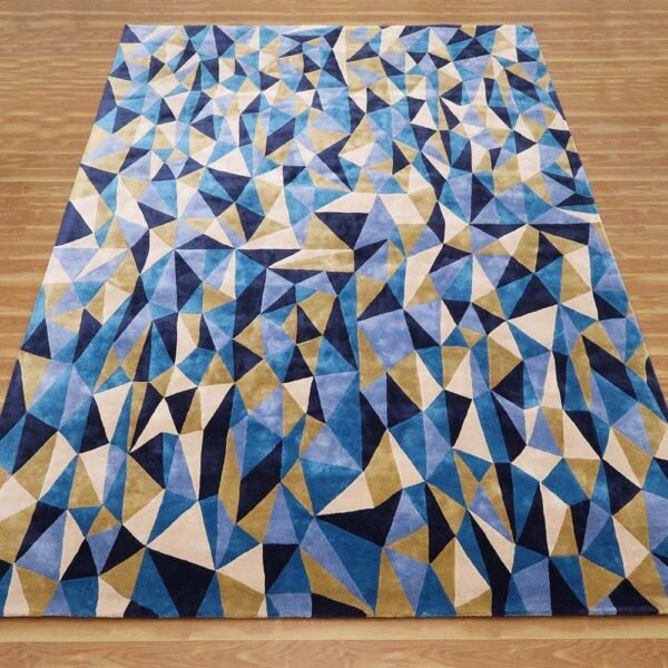 Blue Hand Tufted Wool Bedroom Area Rug - Image 3