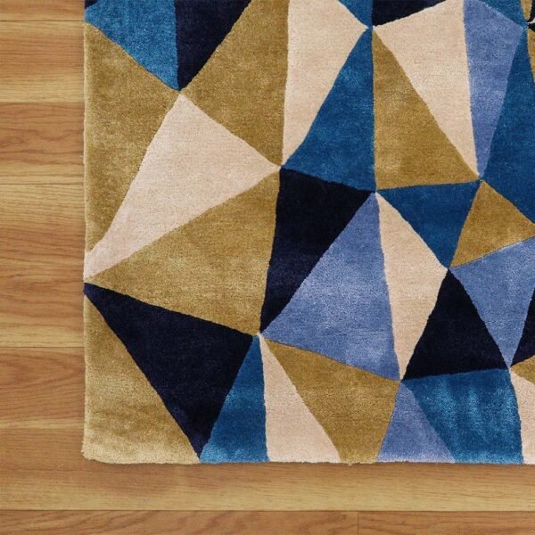 Blue Hand Tufted Wool Bedroom Area Rug - Image 4