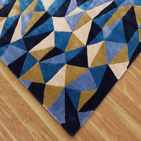 Blue Hand Tufted Wool Bedroom Area Rug - Image 5
