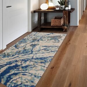 Hand tufted Wool Blue Runner Area Rug